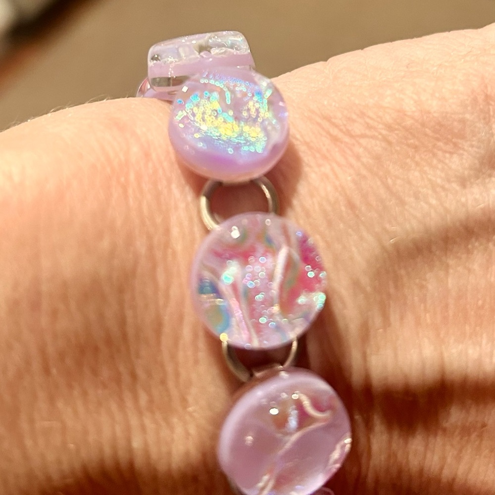 Beautiful silver and moonstone bracelet. Absolutely beautiful colors.